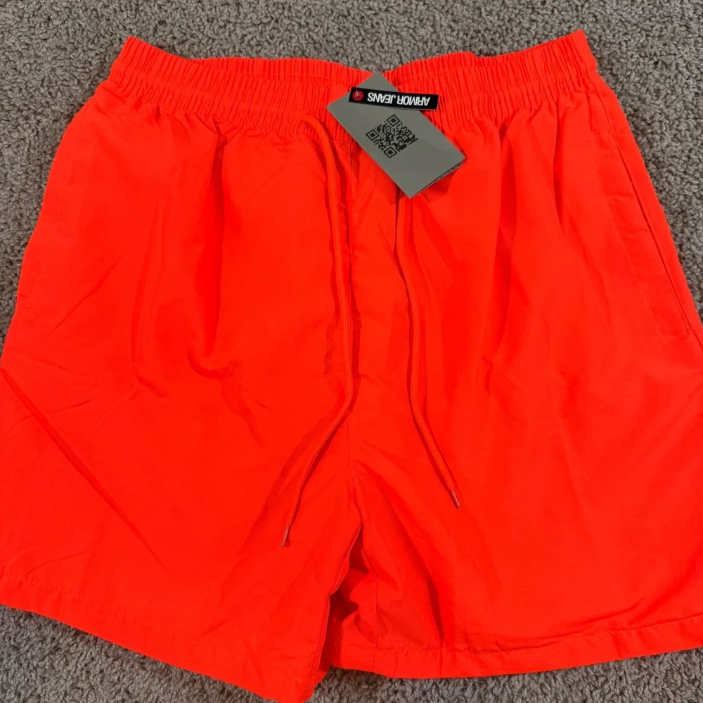 Armor Jeans Swim Trunks Mens Large Scarlet Neon Orange NEW AR-1006 Mesh Lined